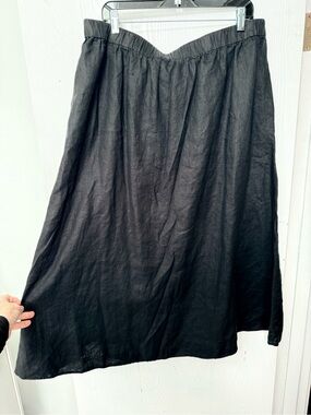 W’s XL Eileen Fisher Black A-Line 100% Organic Linen Skirt WITH Pockets! New!